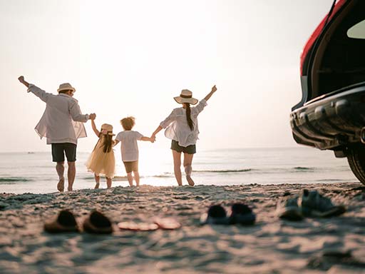 family at the beach